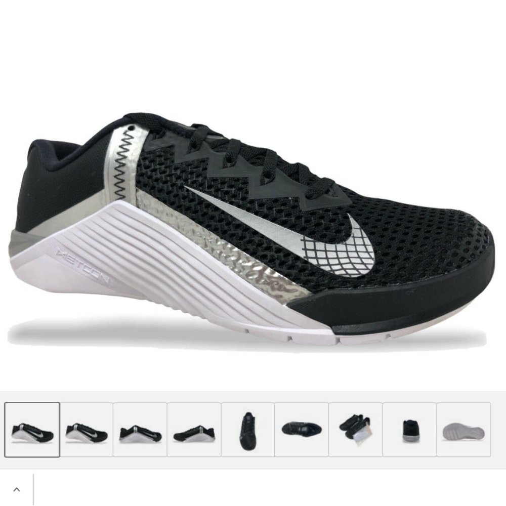 Womens Nike Metcon 6 Training/CrossFit Shoes Black/Metallic Silver